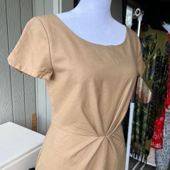 VTG J.Crew Wool Camel Dress SZ 4 90s Minimalist Neutral Capsule Classic - Picture 2 of 7